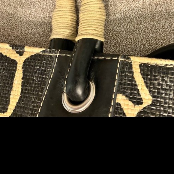 SONDRA ROBERTS SQUARED - Giraffe Print Tote Straw Handbag - Great Condition - Picture 8 of 16